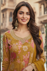 Elegant Floral Unstitched Suit Set