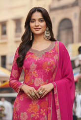 Elegant Floral Unstitched Kurta Set