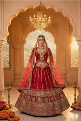 Regal Zari Embroidered Pure Raw Silk Lehenga Choli Set