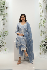 Blue Chikankari Suit Set