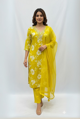 Vibrant Floral Yellow Kurta Set