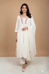 Serene Embroidered White Kurta Set