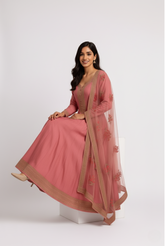 Graceful Rose Pink Anarkali Set