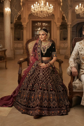 Elegant Maroon Hand Embroidered Lehenga Choli