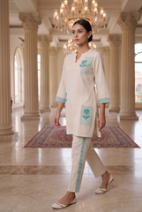Ivory & Teal Blossom Co-ord Set