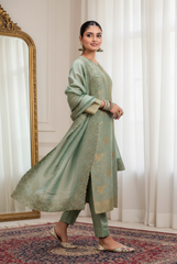 Sage Green Banarsi Silk Suit