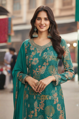 Elegant Floral Unstitched Kurta Set