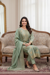 Sage Green Banarsi Silk Suit