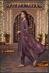 Dusty Silk Kurta with Banarasi Border