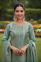 Serene Woven Suit with Pure Banglory Silk Jacquard Dupatta