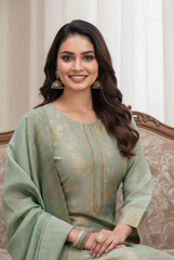 Sage Green Banarsi Silk Suit