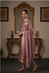 Dusty Rose Pink Floral Pure Silk Suit