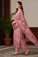 Suit with Scalloped Embroidery