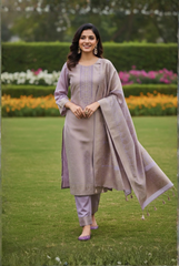 Serene Woven Suit with Pure Banglory Silk Jacquard Dupatta