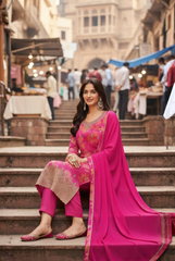 Elegant Floral Unstitched Kurta Set