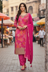 Elegant Floral Unstitched Kurta Set