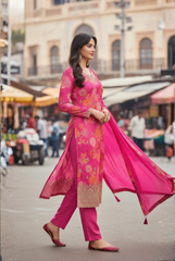 Elegant Floral Unstitched Kurta Set