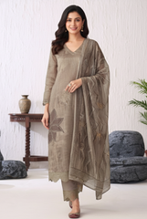 Suit with Scalloped Embroidery