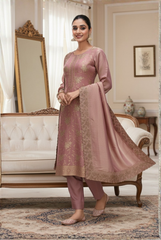 Rosewood Pink Silk Suit