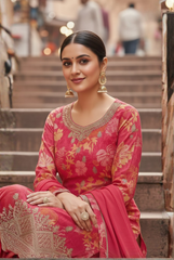 Elegant Floral Unstitched Kurta Set