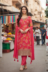 Elegant Floral Unstitched Kurta Set