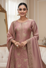 Rosewood Pink Silk Suit