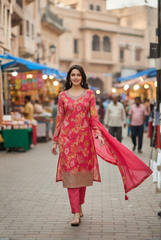 Elegant Floral Unstitched Kurta Set