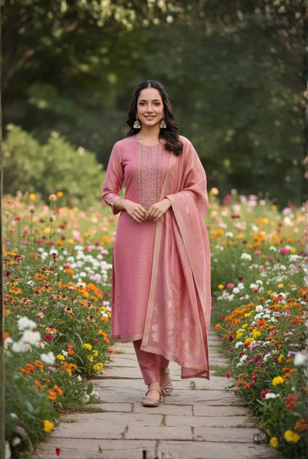 Dusty Rose Silk Suit