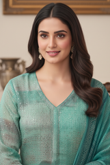 Textured Suit with Floral Embellishments