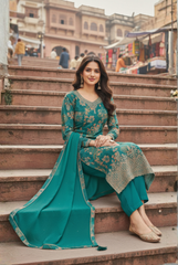 Elegant Floral Unstitched Kurta Set