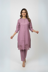 Chic Embroidered Lilac Coord Set