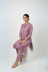 Chic Embroidered Lilac Coord Set