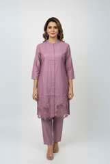 Chic Embroidered Lilac Coord Set