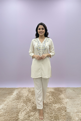Embroidered Off-White Coord Set