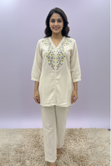 Embroidered Off-White Coord Set