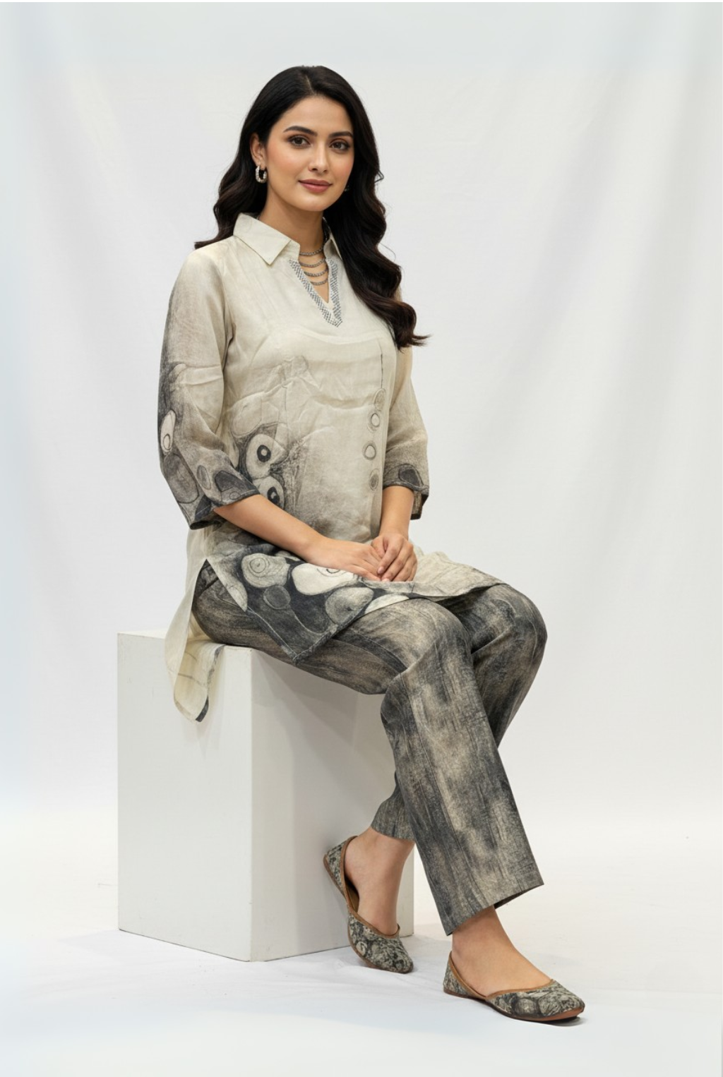 Contemporary Printed Grey Coord Set