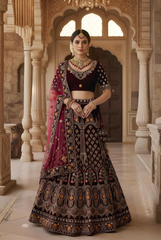 Elegant Maroon Hand Embroidered Lehenga Choli