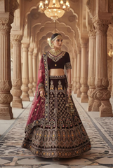 Elegant Maroon Hand Embroidered Lehenga Choli
