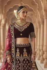 Elegant Maroon Hand Embroidered Lehenga Choli