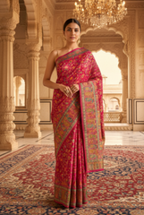 Midnight Kashmiri Kani Print Soft Silk Saree