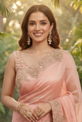 Ethereal Peach Saree