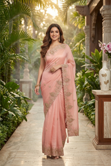 Ethereal Peach Saree