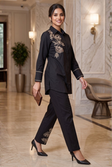 Premium Black Floral Embroidered Co-Ord Set