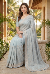 Ethereal Zari Embroidered Georgette Saree