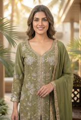 Floral Embroidered Georgette Sharara Suit Set