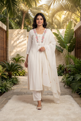 Serene Embroidered White Kurta Set