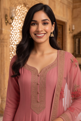 Graceful Rose Pink Anarkali Set