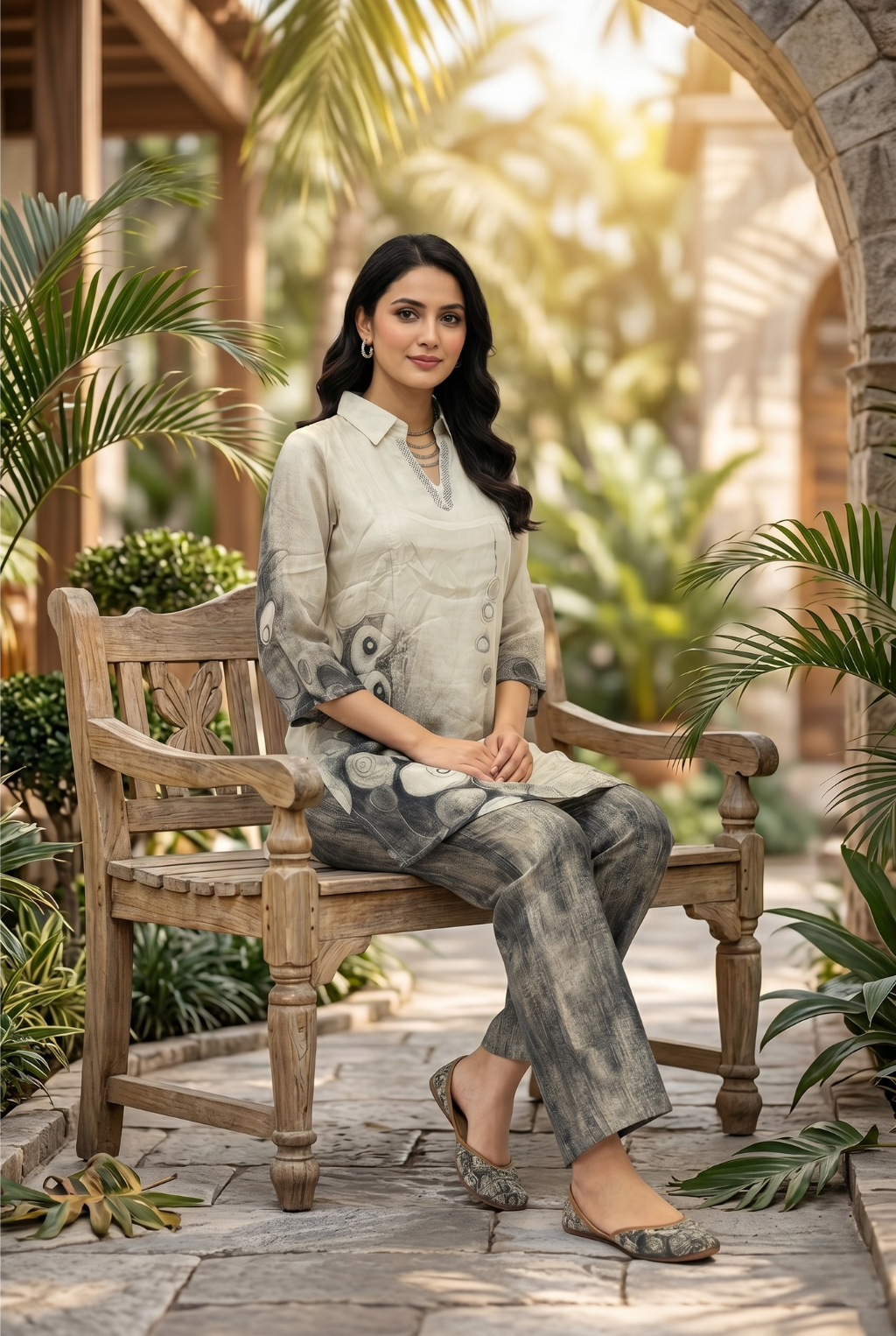 Contemporary Printed Grey Coord Set