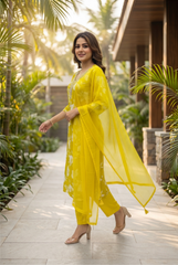 Vibrant Floral Yellow Kurta Set