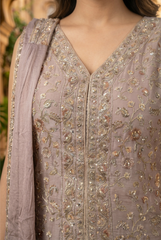 Embroidered Chinon Georgette Palazzo Suit Set